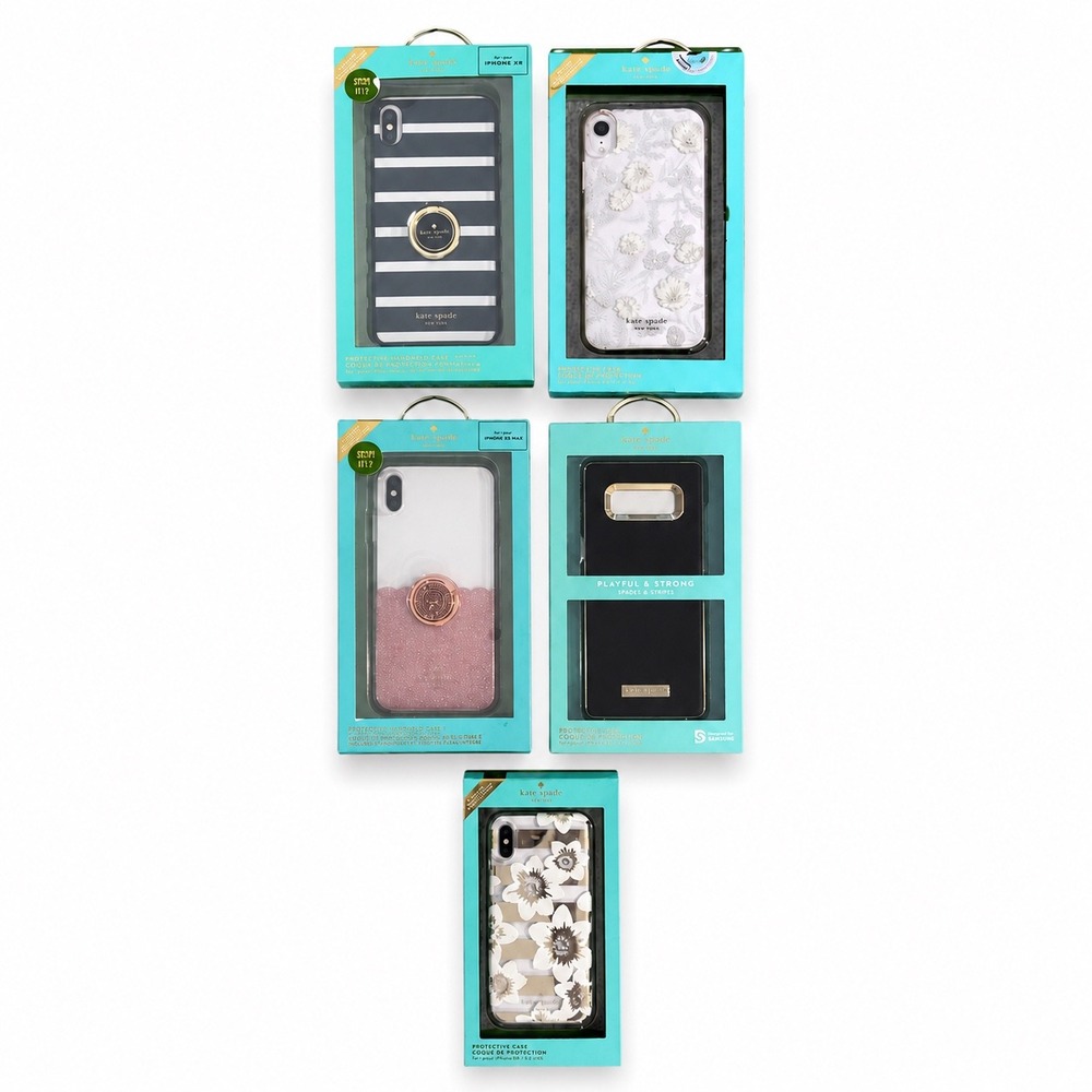 Various Kate Spade New York Phone Case Bundle Lot 5 Floral Glitter Stripe iPhone